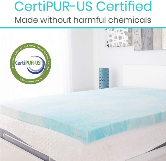 Xtra-Comfort Memory Foam Mattress Topper Queen - 3 Inch Thick Gel Pad for Firm Bed - Soft Sleeping P