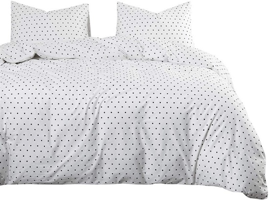 Wake In Cloud - Polka Dot Comforter Set 100% Cotton Fabric with Soft Microfiber Fill Bedding Black D