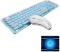 Wireless Keyboard and Mouse Combo Water Resistance 2.4G Green/Blue Backlit and Wireless Soundless Mo