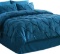 Comforter Set King Bed in A Bag Teal 8 Pieces - 1 Pinch Pleat Comforter(102x90 inches) 2 Pillow Sham