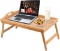 Bamboo Bed Breakfast Folding Tray-Laptop Desk Great for Dinner Tea Bar TV Eating Tray Stable(Beige)
