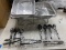 Lot of 3 Chafing Stands - 2 Long Pans - 4 Short Pans - 3 Tongs - 3 Slotted Spoons - 4 Large Spoons