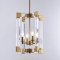 4-Light Modern Gold Chandelier Hanging Pendant Light Fixture Rectangle Clear Brass Square Pendant Li