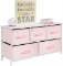 Dresser Storage Tower - Sturdy Steel Frame Wood Top Easy Pull Fabric Bins - Organizer Unit for Bedro