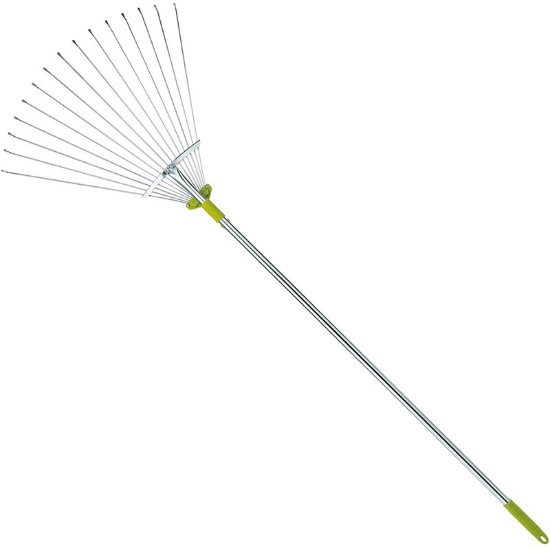 63 Inch Adjustable Garden Leaf Rake - Expanding Metal Rake - Adjustable Folding Head from 7 Inch to
