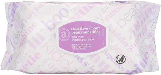 Amazon Elements Baby Wipes Sensitive 80 Count Flip-Top Pack