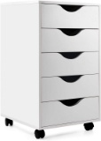 Mobile Filing Storage File Vertical Wood Cabinet with Wheel Lockable Casters 5-Drawer 24”H