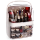 Makeup OrganizerDust Proof Cosmetic Organizer BoxLarge Cosmetics Storage Display Case W/ Drawer Hand