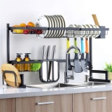 Over Sink Dish Singalong Stainless Steel Kitchen Drainer Drying Sturdy Storage Shelf Tableware Rack
