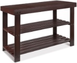 Bamboo Shoe Rack Bench 3-Tier Shoe Organizer Storage Shelf Good Load Bearing Ideal for Entryway Hall