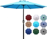 9ft Patio Umbrella Manual Push Button Tilt and Crank Garden Parasol (Red)