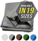 Tarp Cover 10X12 Silver/Black Extremely Heavy Duty 20 Mil Thick Material Waterproof Great for Tarpau