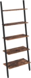 Ladder Shelf Leaning Shelf 5-Tier Bookshelf Rack for Living Room Kitchen Office Stable Steel Industr