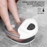 Foot Spa Bath Bucket Massager with 4 Masssaging Rollers Pedicure Soak Stress Relief Heat Bubble Vibr