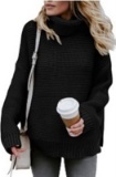 Womens Casual Long Sleeve Turtleneck Chunky Knit Pullover Sweater Jumper Tops