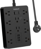 Surge Protector with USB, TESSAN Power Strip Flat Plug with 10 Widely Spaced AC Outlets and 3 Chargi