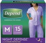  Incontinence Overnight Underwear for Women, M, 15 Count