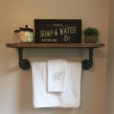 Industrial Pipe Shelf, Rustic Wall Shelf with Towel Bar, 24