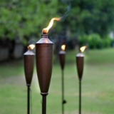 Tikki Torch - Set of 4 Tikki Torch - 60inch Citronella Garden Outdoor/Patio Flame Metal Torch - Brow