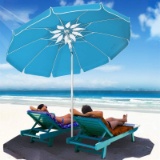 Beach Umbrella UV 50+ 6.5ft Umbrella with Sand Anchor & Tilt Aluminum Pole Portable Beach Umbrella w