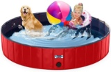 Foldable Dog Pool Hard Plastic Collapsible Pet Bath Tub for Puppy Small Dogs Cats and Kids 32 X 8 in