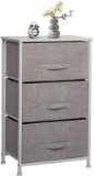 3 Drawers Vertical Dresser Storage Tower Sturdy Steel Frame Wood Top Easy Pull Fabric Bins Organizer