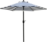 7.5' Patio Umbrella Outdoor Table Market Umbrella with Push Button Tilt/Crank 6 Ribs (Blue and White