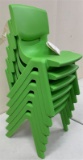 Lot of 6 sturdy green children’s stackable chairs