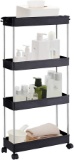 4 Tier Slim Storage Cart?Storage Racks with Wheels Rolling Storage Cart Mobile Shelving Unit Organiz