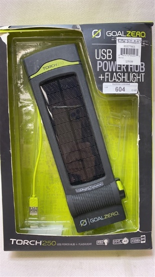 GOAL ZERO USB POWER HUB & FLASHLIGHT - 250 Lumen - 48 Hour Run Time - handle on manual crank is brok