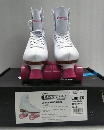 Chicago Women's Rink Skates ~ Size 6 ~ Color White/Pink ~ Used