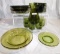 26 PIECES GREEN GLASSWARE- CORDIAL SET (7 PIECES) - 6 BOWLS - 13 SAUCERS