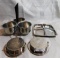 STAINLESS STEEL CONDIMENT DISHES & 2 SETS OF SILVER PLATE COASTERS