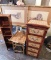 BIG BAMBOO LOT - NARROW SHELVES - NARROW DRAWERS- 2 LARGE ANIMAL FRAMED PRINTS- ACCENT TABLE - TRAY-