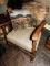 ANTIQUE ROCKING CHAIR W/ ANIMAL TAPESTRY & ACCENT PILLOW