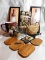 WINE COUNTRY VIGNETTE - TUSCANY FABRIC- 2 WINE BOTTLE BOARD ART - GLASSES - PITCHER