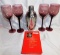 6 PIECE LOT - STAINLESS STEEL SHAKER - OLD MR. BOSTON BARTENDER'S GUIDE - 4 WINE GOBLETS