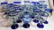 BLUE RIMMED GLASSWARE LOT - 25 PIECES