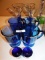 10 PIECE COBALT BLUE GLASSWARE - 4 MARTINI - 4 MUGS - 2 SHOT GLASSES