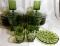 25 PIECE LOT - TRANSPARENT GREEN DEPRESSION GLASSWARE