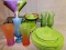 19 PIECE LOT - 3 LARGE /SMALL SYRACUSE BOWLS - 4 DINNER GLASSES - 2 BREAD RACHEL RAY PLATES - 7 FROS