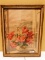 ANTIQUE FRAMED FLOWERS W/ MOUNTAINS IN BACKGROUND - 17.5