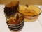 12 PIECE LOT - AMBER GLASS - APPLE BERRY BOWL W/ 4 SMALL APPLE BOWLS & 7 BANANA SPLIT DISHES