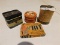 LOT OF 4 ANTIQUE TINS - EGYPTIAN HENNA POWDER (FULL) - DRUGLIST BORIC ACID (FULL) - HAIR DRESSING PO