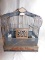 ANTIQUE CROWN BIRD CAGE - BLUE - 2 FEEDERS/WATERERS - 15.5