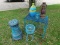 6 PIECE TEAL OUTDOOR DÉCOR - INCLUDES RUBY GLASS LANTERN