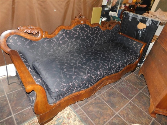 1840'S BEAUTIFULLY CARVED 3 BUTT SOFA - PRE CIVIL WAR (JUST THINK, CIVIL WAR SOLDIERS COULD HAVE SAT