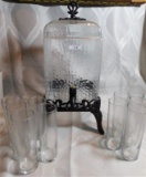 12 PIECES ROCK GLASS LIQUID DISPENSER / 11 TALL GLASSES