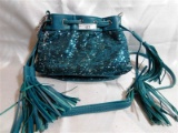 TEAL SEQUIN FLIP CROSSBODY BAG - ION