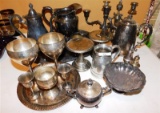 LARGE LOT OF METAL WARES - SILVER PLATE & AND A COUPLE OF STERLING PIECES